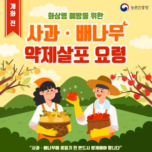 화상병 예방을 위한 사과·배나무 약제살포 요령!