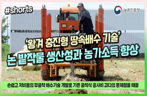 왕겨 이용 땅속배수 기술로 논밭작물 생산성과 농가소득 향상👏👏