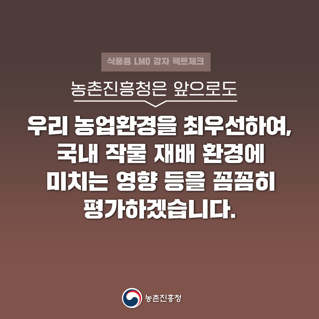 식품용 LMO 감자를 농가에서 재배할 수 있나요?
