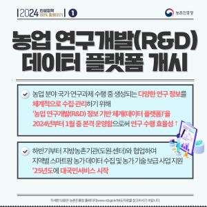 2024 민생정책 100% 활용하기 1 농촌진흥청 농업 연구개발(R&D)데이터 플랫폼 개시