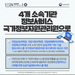 2024 민생정책 100% 활용하기 8 농촌진흥청 4개 소속기관 정보서비스 국가정보자원관리원으로