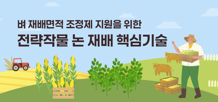 벼 재배면적 조정제 지원을 위한 전략작물 논 재배 핵심기술 벼 대신 농에 심는 전략작물! 성공적인 재배를 위한 기술 정보를 알려드립니다.