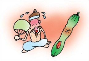 오이밭에 웃옷 벗고 들어 가면 오이 맛이 쓰다. 이미지