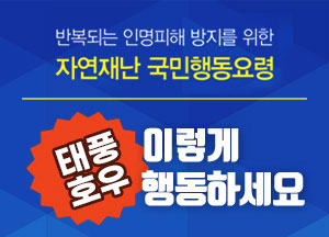 반복되는 인명피해 방지를 위한 자연재난 국민행동요령 태풍호우 이렇게 행동하세요.
