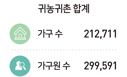 귀농귀촌 합계 : 가구 수 212,711, 총 가구원 수 299,591